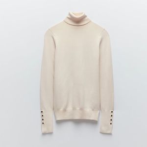 ZARA Cream Basic Turtleneck Sweater
